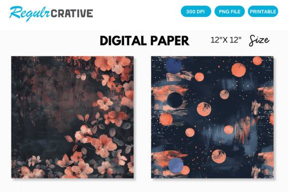 Download Midnight Peach Digital Paper Backgrounds - Premium Bundle