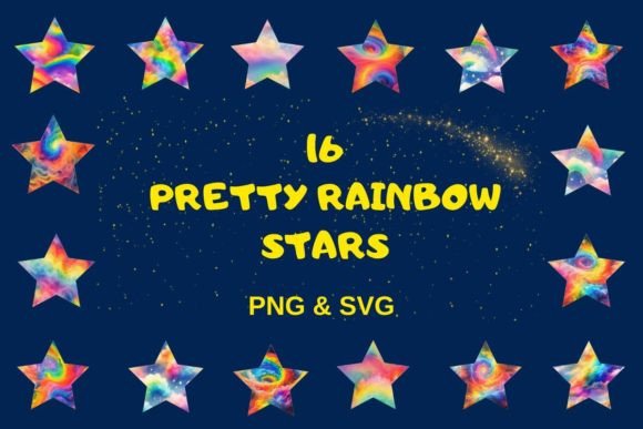 Download 16 Pretty Rainbow Stars - Rainbow stars Collection