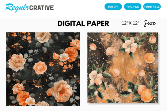 Download Midnight Peach Digital Paper Backgrounds - Premium Bundle