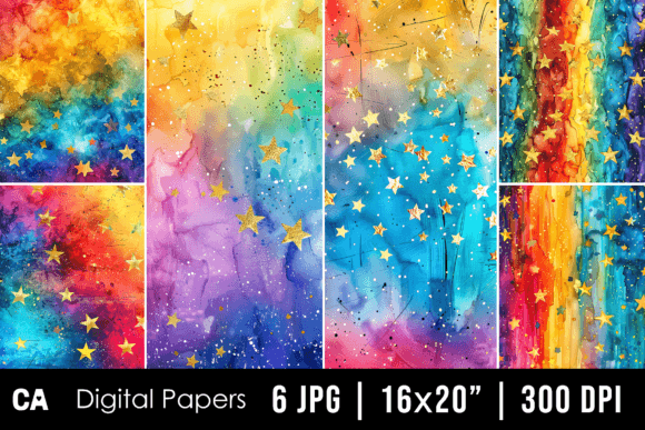 Download Watercolor Rainbow Stars Backgrounds - Rainbow stars Collection