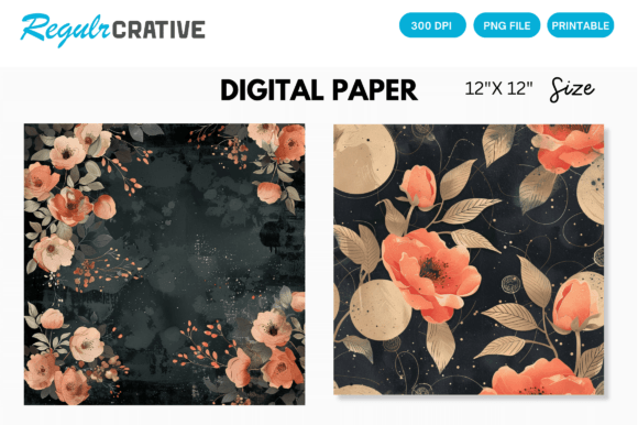 Download Midnight Peach Digital Paper Backgrounds - Premium Bundle