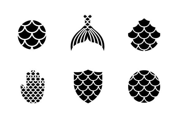 Download Mermaid Scales Vector Silhouette Set - Mermaid scales Collection