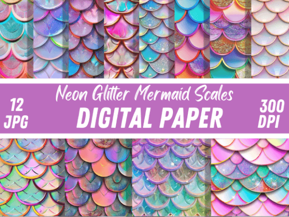 Download Neon Glitter Mermaid Scales Backgrounds - Mermaid scales Collection
