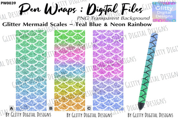 Download Mermaid Scales Glitter Pen Wraps PNG - Mermaid scales Collection