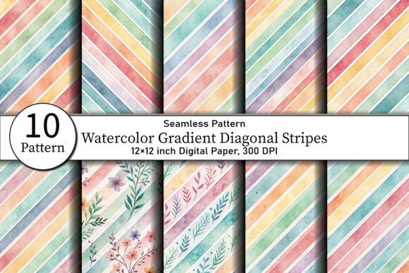 Download Watercolor Gradient Diagonal Stripes - Diagonal stripes Collection