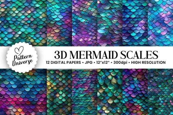 Download 3D Mermaid Scales Seamless Patterns - Mermaid scales Collection