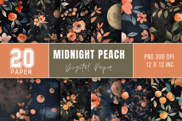 Download Midnight Peach Digital Paper Bundle - Premium Resources